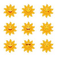 Sun Clipart Emoticon Set Coleção De Vetores