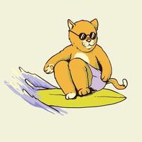 surf gato verão ilustração retro vetor