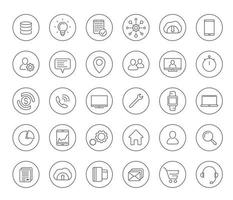 30 ícones de linha de negócios, comércio e finanças definidos em branco vetor