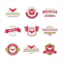 conjunto de logotipo do emblema garuda made in indonesia vetor