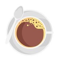 ilustração vetorial desenho animado objeto isolado beber café e xícara pires colher