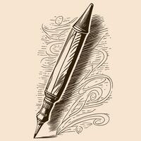 vintage caneta com decoração, mão desenhado esboço vetor ilustração