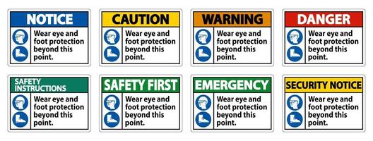 Use proteção para os olhos e pés além deste ponto com os símbolos ppe vetor