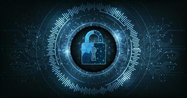 Internet segurança e dados prevenção.segurança cadeado trava ícone em Sombrio azul fundo. vetor