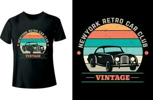 Nova york retro carro clube vintage camiseta Projeto vetor