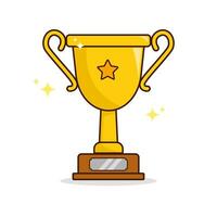 primeiro Lugar, colocar ouro troféu xícara, campeão troféu, esporte prêmio, vencedora prêmio vetor dentro plano estilo.
