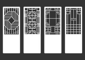 padrão de moldura de ornamento coreano tradicional. conjunto de arte de decoração antiga de porta e janela. silhueta vector illustration.laser corte painel.