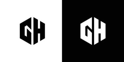 carta g h polígono, hexagonal mínimo e profissional logotipo Projeto em Preto e branco fundo vetor