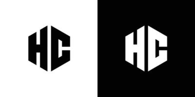 carta h c polígono, hexagonal mínimo e profissional logotipo Projeto em Preto e branco fundo vetor