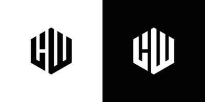 carta eu W polígono, hexagonal mínimo e profissional logotipo Projeto em Preto e branco fundo vetor