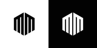 carta m m polígono, hexagonal mínimo e na moda profissional logotipo Projeto em Preto e branco fundo vetor