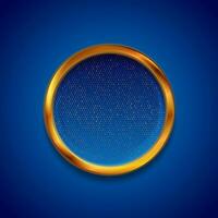 luxo dourado círculo com brilhante pontos em azul fundo vetor