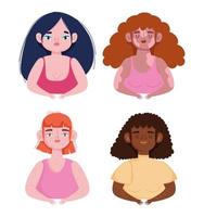 perfeitamente imperfeito, tema feminino do grupo de desenho animado sobre doença crônica de pele vetor