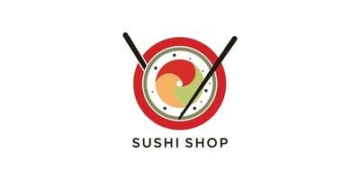 Sushi restaurante logotipo modelo vetor ilustração