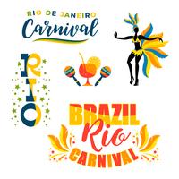 Carnaval brasileiro. Grande conjunto de emblemas de vetor