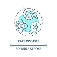 raro doenças turquesa conceito ícone. identificando genético base do potencial doença. inscrição do precisão remédio abstrato idéia fino linha ilustração. isolado esboço desenho. editável acidente vascular encefálico vetor