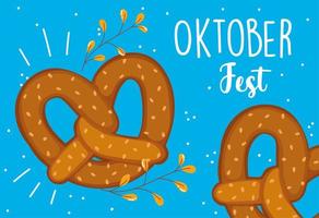 festival oktoberfest, comida tradicional de pretzels, celebração alemanha vetor