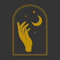 mão e lua Cosmético vetor logotipo arte