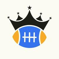 rúgbi logotipo Projeto conceito com coroa ícone. rúgbi vencedora símbolo vetor