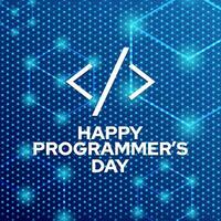 ilustração vetor Projeto para programadores dia. feliz programadores dia cumprimento Projeto com moderno tecnologia azul fundo