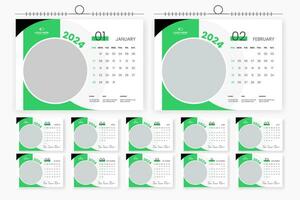 2024 escrivaninha calendário Projeto 12 página calendário modelo vetor