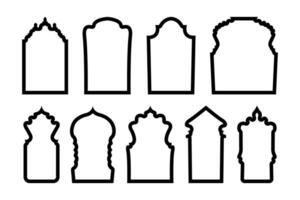 coleção isolado simples quadro, Armação dentro árabe estilo. esboço do islâmico arco janela e porta. oriental Projeto geométrico forma. vetor ilustração.