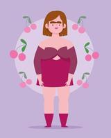 perfeitamente imperfeito, personagem de desenho animado, plus size love your body vetor