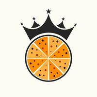 pizza rei logotipo Projeto conceito com coroa ícone vetor