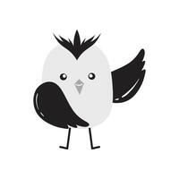 monocromático pássaro rabisco para decoração. desenho animado fofa pássaro ilustração. desenhado à mão pássaro ilustração. vetor
