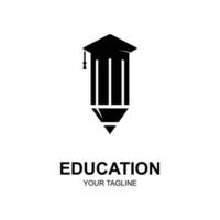 Educação logotipo Projeto com solteiro boné e livro conceito com criativo idéia vetor