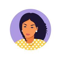 avatar de mulher, retrato de uma jovem em estilo retro. retrato de uma mulher. minimalista. apartamento. ilustração vetorial vetor