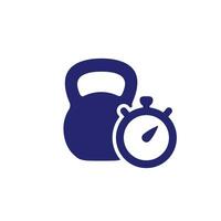 treinamento, exercite-se Tempo ícone com uma kettlebell vetor