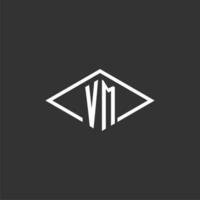 iniciais vm logotipo monograma com simples diamante linha estilo Projeto vetor