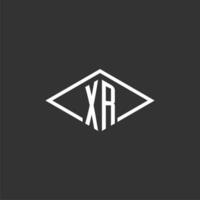 iniciais xr logotipo monograma com simples diamante linha estilo Projeto vetor