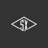 iniciais sx logotipo monograma com simples diamante linha estilo Projeto vetor
