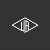 iniciais wb logotipo monograma com simples diamante linha estilo Projeto vetor