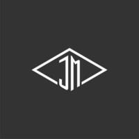 iniciais jm logotipo monograma com simples diamante linha estilo Projeto vetor