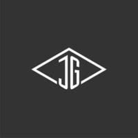 iniciais jg logotipo monograma com simples diamante linha estilo Projeto vetor
