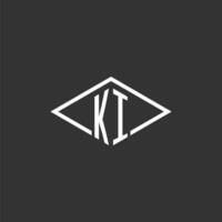 iniciais ki logotipo monograma com simples diamante linha estilo Projeto vetor