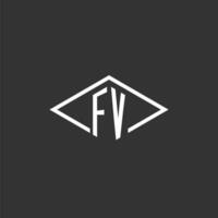 iniciais fv logotipo monograma com simples diamante linha estilo Projeto vetor