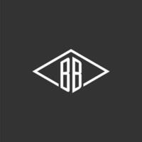 iniciais bb logotipo monograma com simples diamante linha estilo Projeto vetor