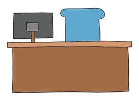 ilustração em vetor desenho animado de mesa de escritório e computador