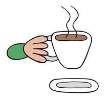 ilustração vetorial dos desenhos animados de beber café quente vetor