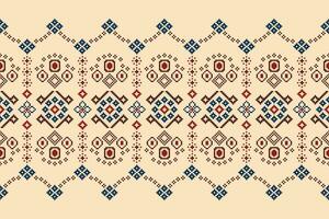 étnico geométrico tecido padronizar Cruz ponto.ikat bordado étnico oriental pixel padronizar Castanho creme fundo. resumo,vetor,ilustração. textura, roupas, quadro, motivos, seda papel de parede. vetor