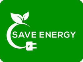 verde fundo Salve  energia folha logotipo ou ícone Salve  energia folha vetor logotipo