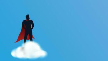 super herói em nuvem vetor