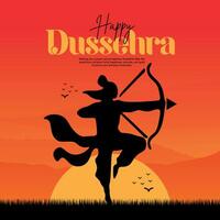 feliz dussehra e vijyadashmi com senhor rama social meios de comunicação postar dentro hindi caligrafia, dentro hindi dussehra significa vitória sobre mal e Jai shri RAM significado senhor rama. vetor