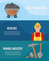 banners da indústria de mineração vetor