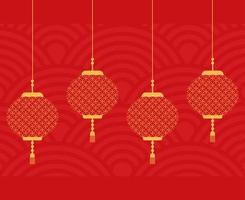 ícones de lâmpadas chinesas vetor