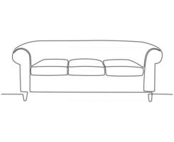 desenho de linha contínua de ilustração vetorial de assento de sofá moderno vetor